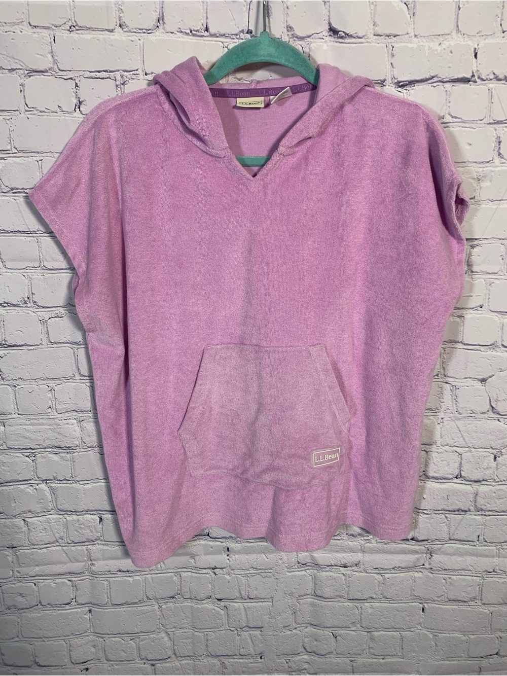 L.L.Bean Kids Short Sleeve Pullover Towel Hoody Purple Pink Size OSFA Beach